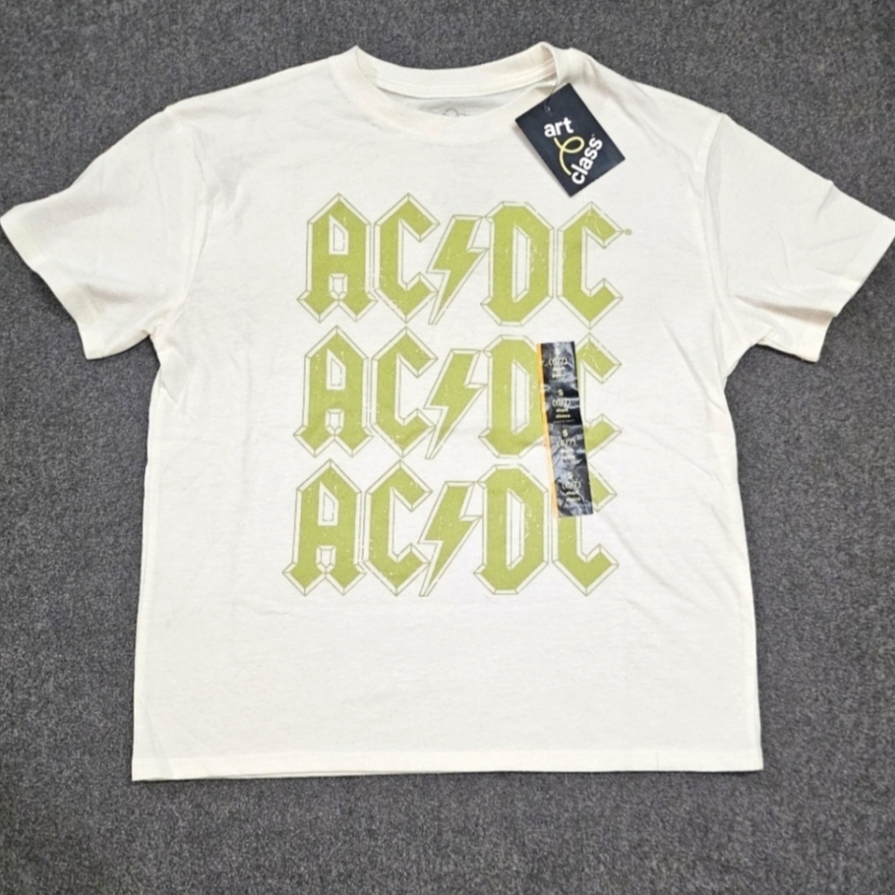 AC/DC Unisex White Short Sleeve T-shirt Size Youth Small …